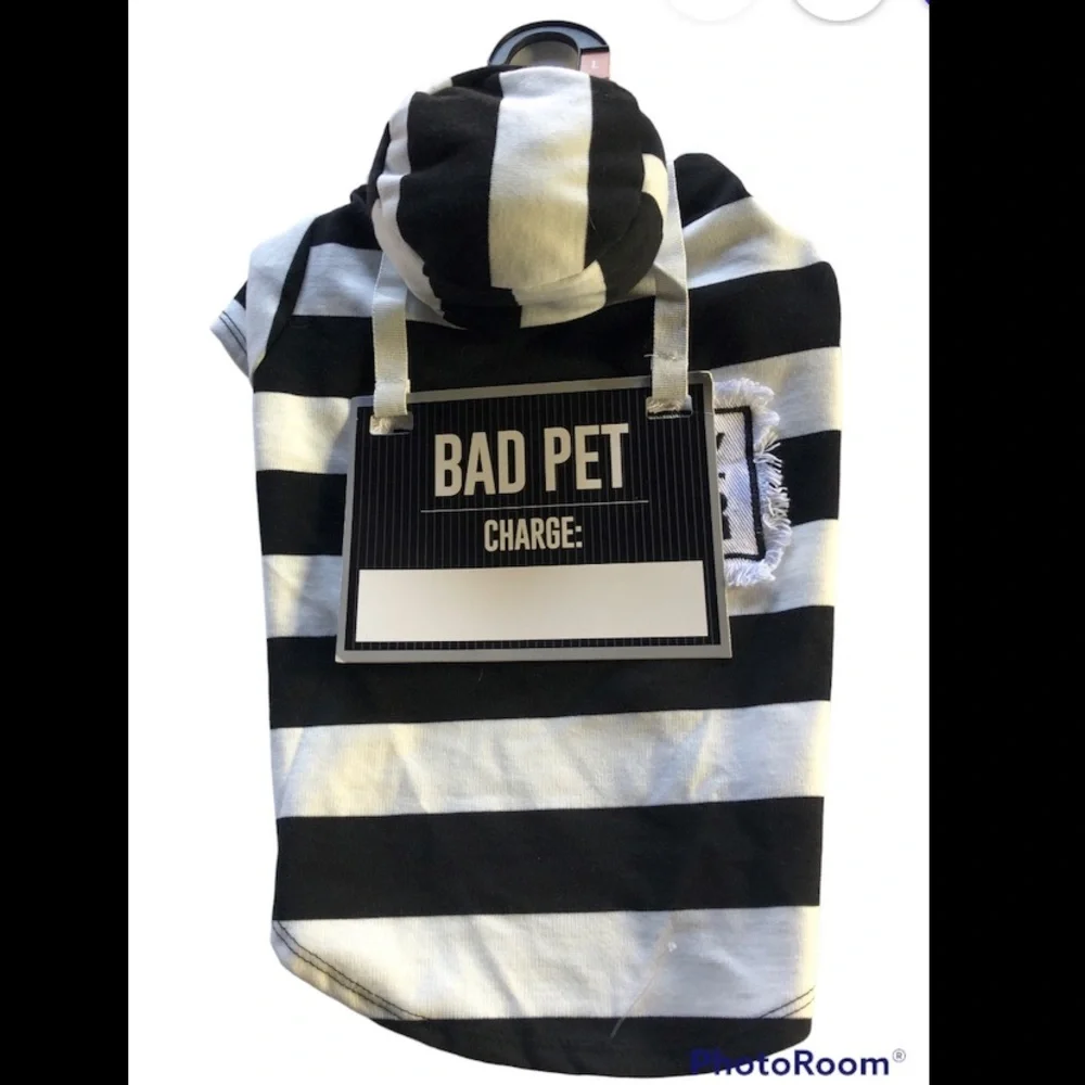 NWT Halloween prisoner dog costume L